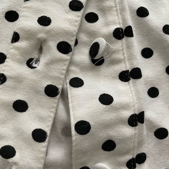 BEBE Black and White Polka Dot Button Up Midi Dress with Waist Tie - Picture 2 of 7